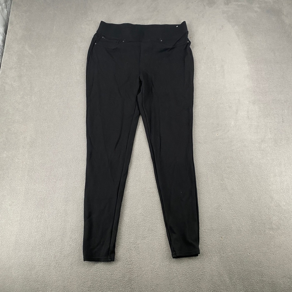 Seven7 Black Pull On Leggings Womens Medium Ponte Knit Back Pockets RN109890